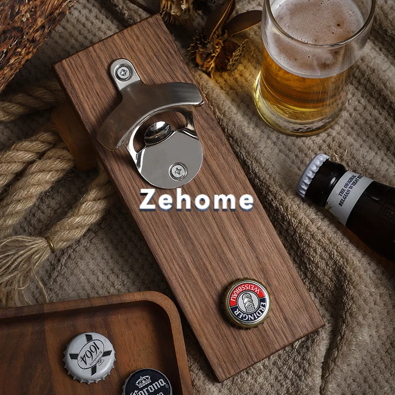 Douyin the same Internet celebrity beer bottle opener wall hanging refrigerator sticker solid wood bottle opener creative beer
