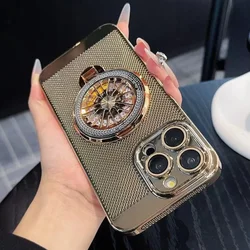Heat Dissipation Mesh Magnetic Charge Cover For iPhone 16 ProMax 16 Plus Fold Magnetic Bracket Case For iPhone 15Pro 14 13 12 11