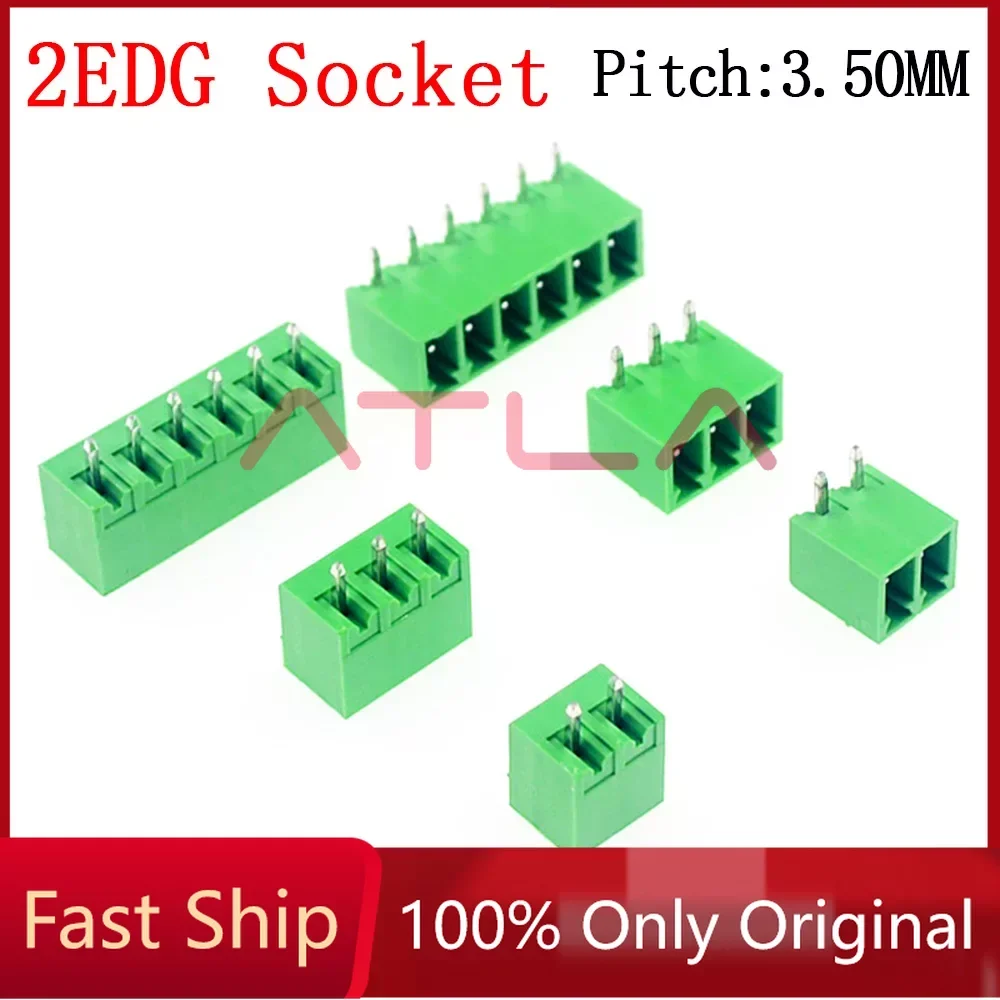 2EDG 3.5mm Sealed Bent Straight needle Right Angle Female socket Terminal Block Plug-in PCB Pin Holder 2-12Pin