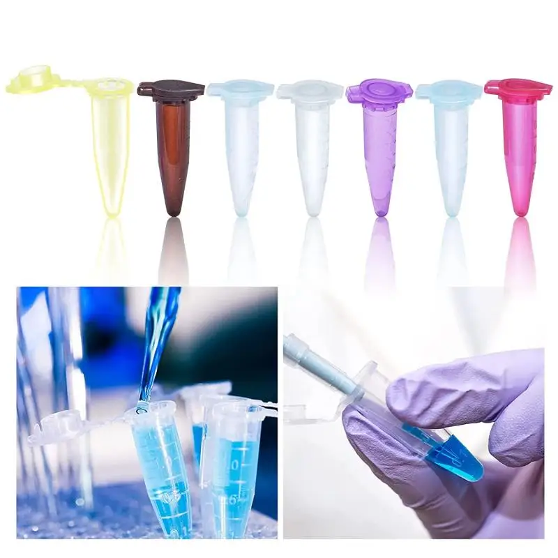 100pcs 1.5ml Lab Mini Plastic Test Tube Centrifuge Vial Snap Cap Polypropylene Micro Vials for Sample Storage Container No-Leak