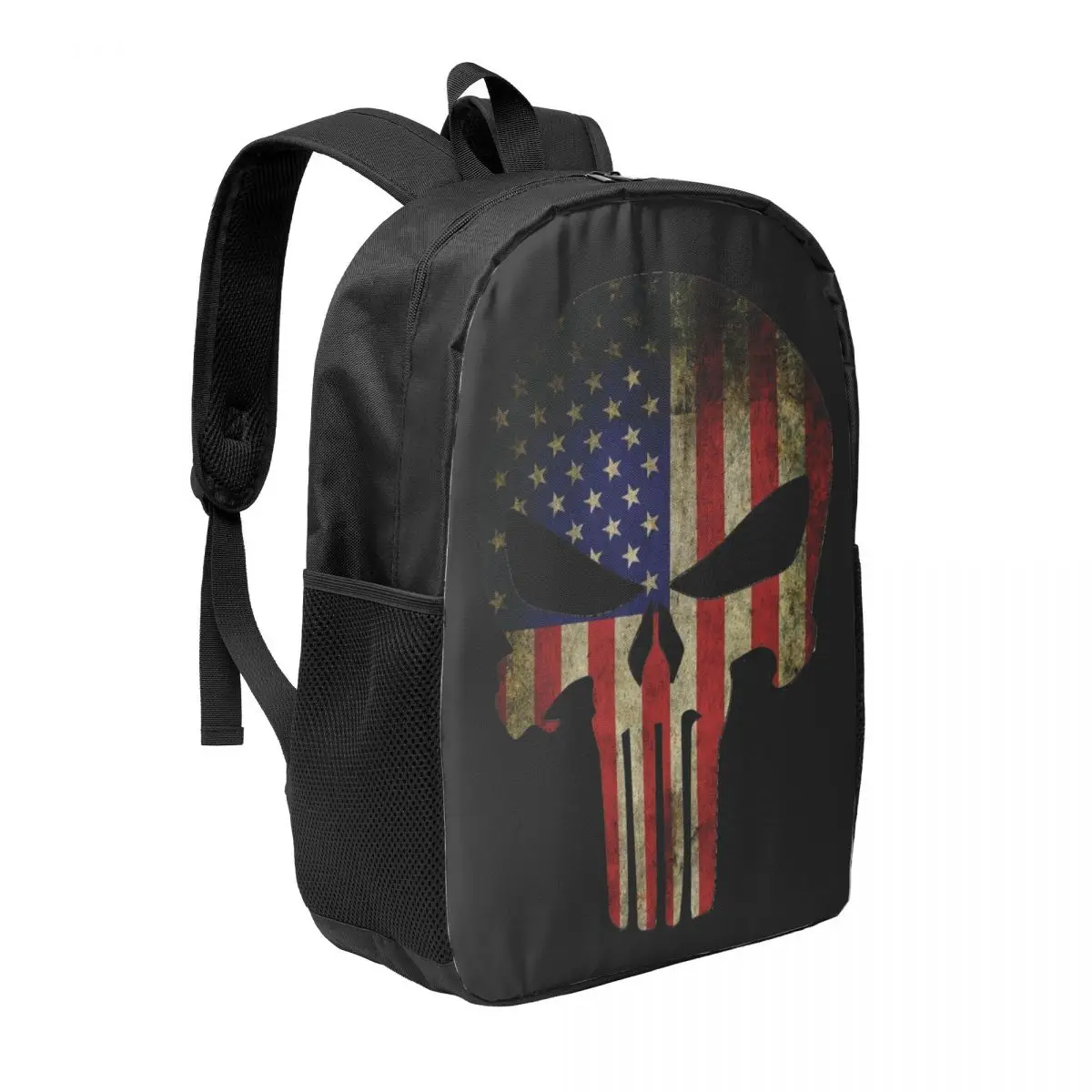 Custom Skull Punisher Backpacks for Men Women College School Students Bookbag Fits 15 Inch Laptop United States Flag Bags