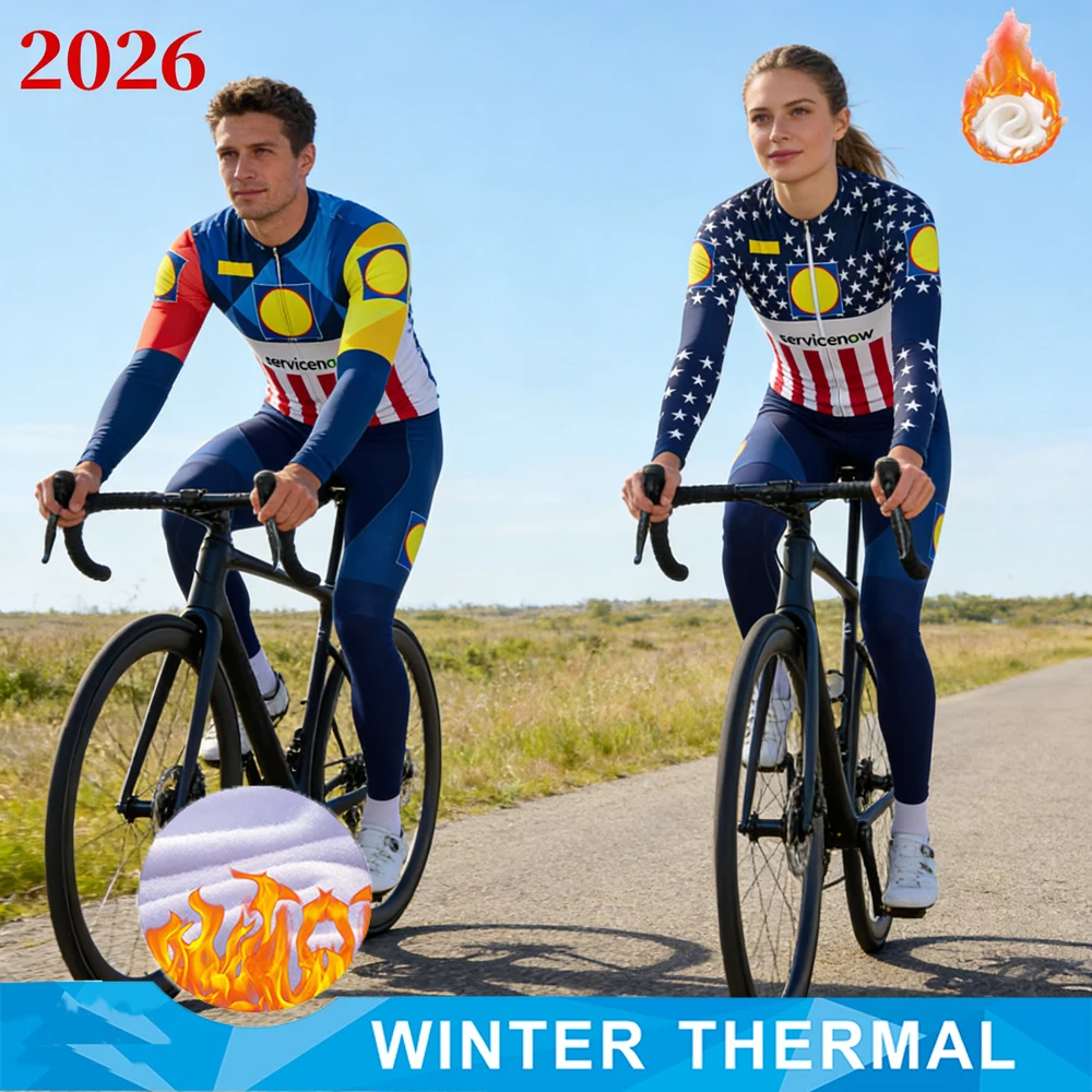 Lidl Team 2026 Radsport-Trikot-Set Langarm Herren Winter Thermo-Fleece Kleidung Jacken Fahrrad-Tights Fahrradanzug MTB Maillot