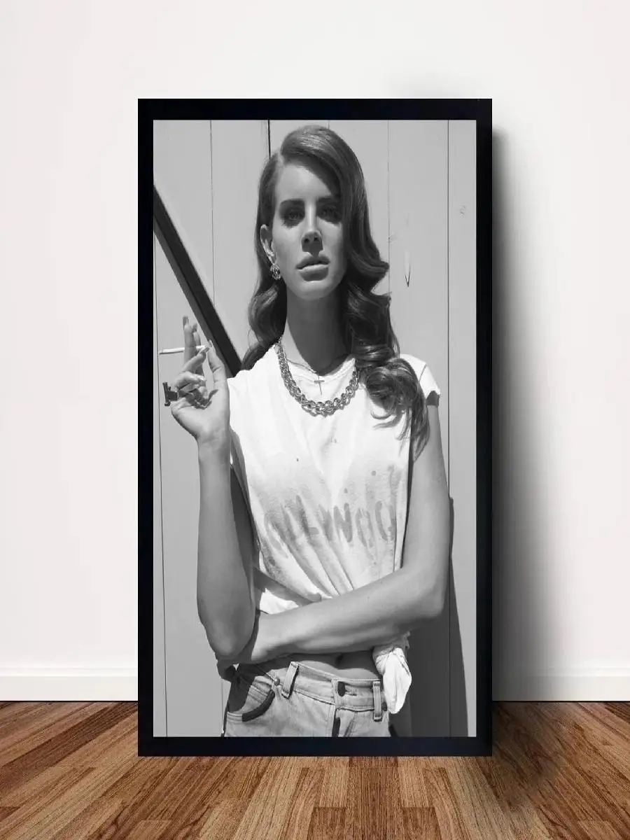 لانا ديل ري موديل مغني موسيقى مطبوعات ملصق قماشية ، صورة بورتريه ، فن جداري للبار ، غرفة المعيشة ، ديكور المنزل ، ملصقات جدارية #2