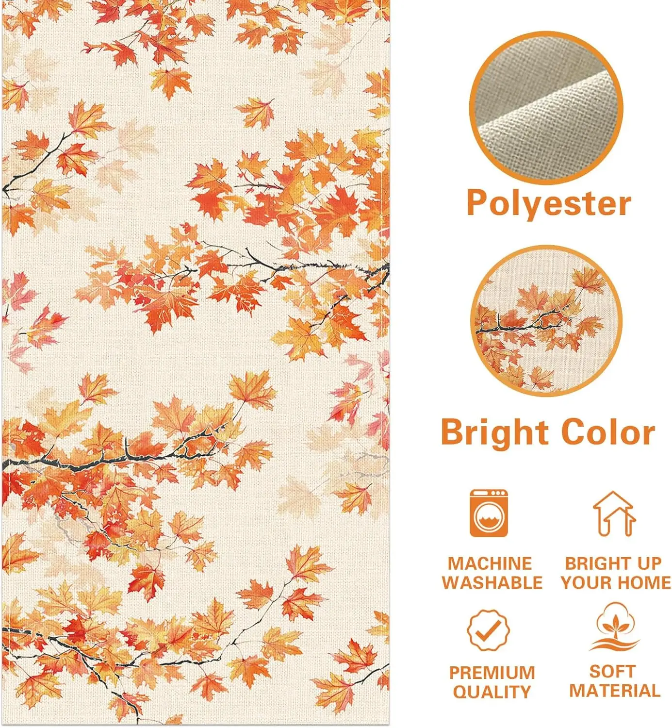 فروع حصاد الخريف أوراق القيقب الكتان الجدول عداء ديكور الحفلات مزرعة المطبخ طاولة طعام عداء زينة عيد الشكر #2