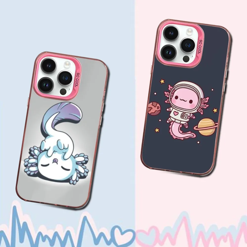 

Cute Axolotl Phone Case For iPhone 16,15,14,13,12,11,Mini,Pro,SE,MAX Pink Matte Silicone Cover