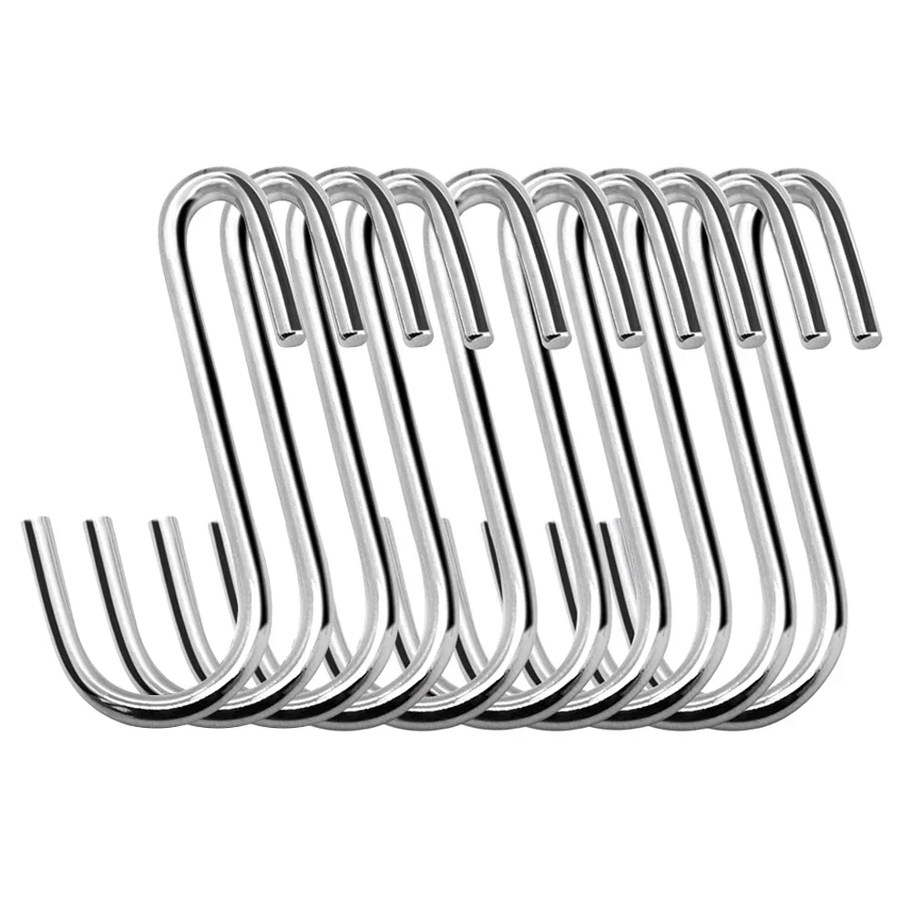 Black Stainless Steel S-Shaped Hooks, Multi-Purpose Utility Hooks, Thin Curved S Hangers for Home Kitchen Hanging Baskets & Orga