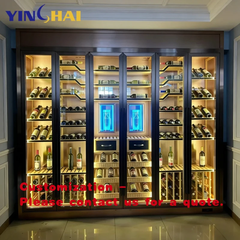 custom.Luxury Temperature Controlled Dual-Zone Wine Cabinet Whiskey Display Racks App-Controlled Lighted Living Room Ba