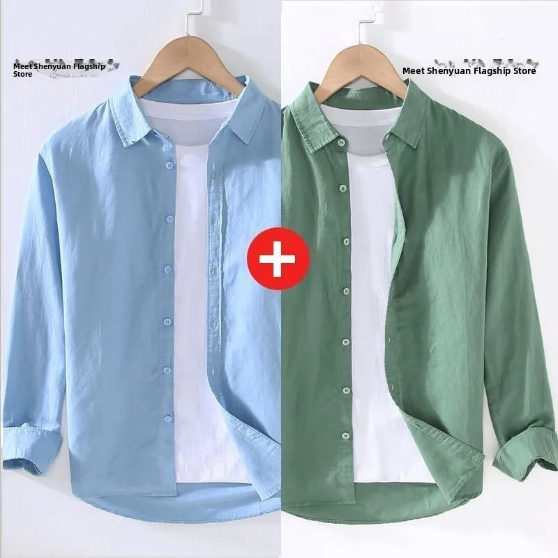 

Men's Summer Casual irt Thin Long Sve Pure Color Simple Japanese Sle Youth Faion Outerwear Jaet Bamboo Brand