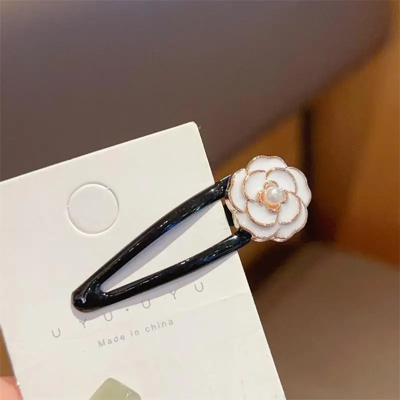 2/6 Stück elegante Kamelien-Haarspangen, vielseitige, modische Haarspangen mit seitlichem Pony und Blumenmuster für stilvolles Haar-Accessoire – Detail 11
