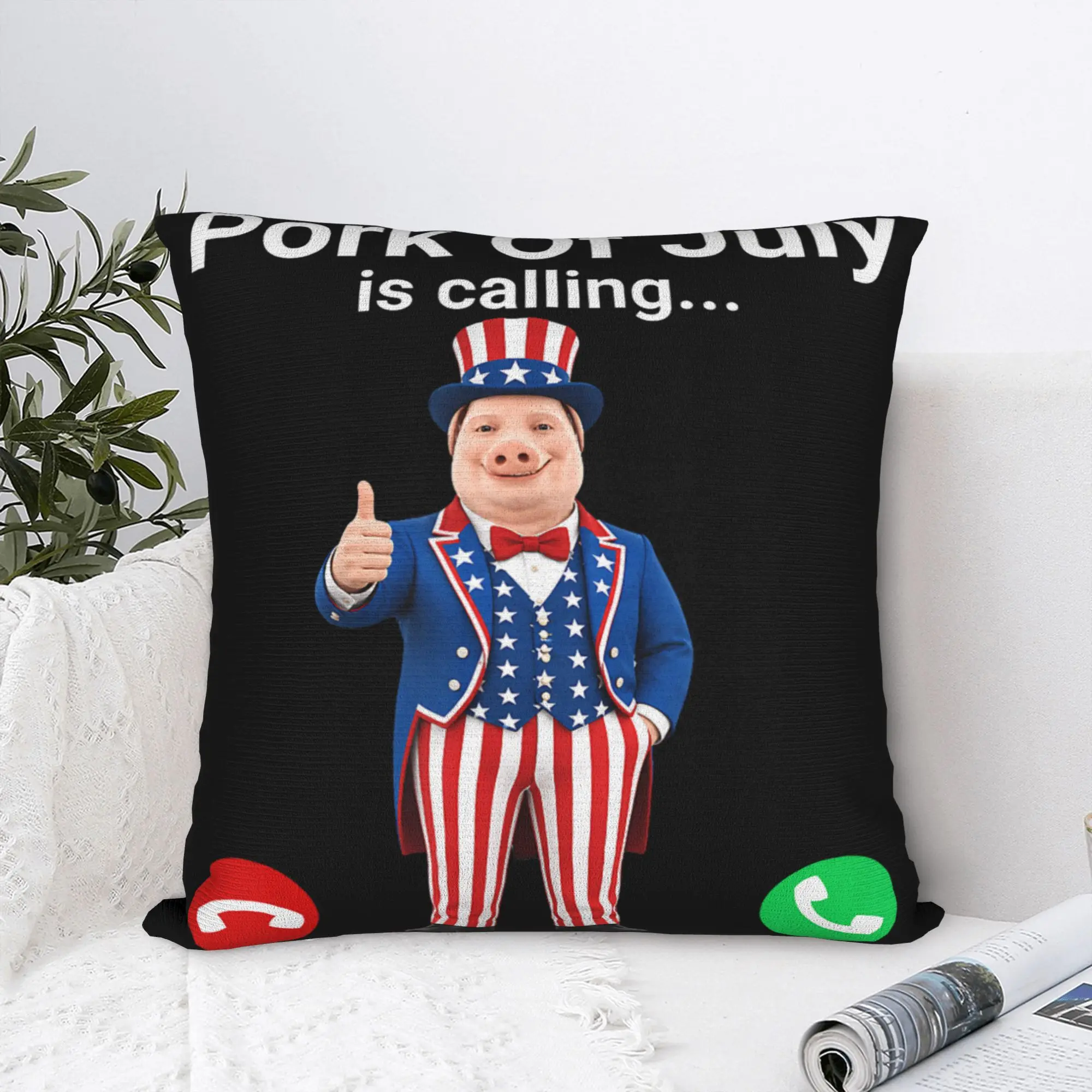 Pork Of Juny Is Calling Funny Meme Pillow Case  Cute Funny Pillow Cover Graphic Pillowcases For Sofa Couch Bed Living Room