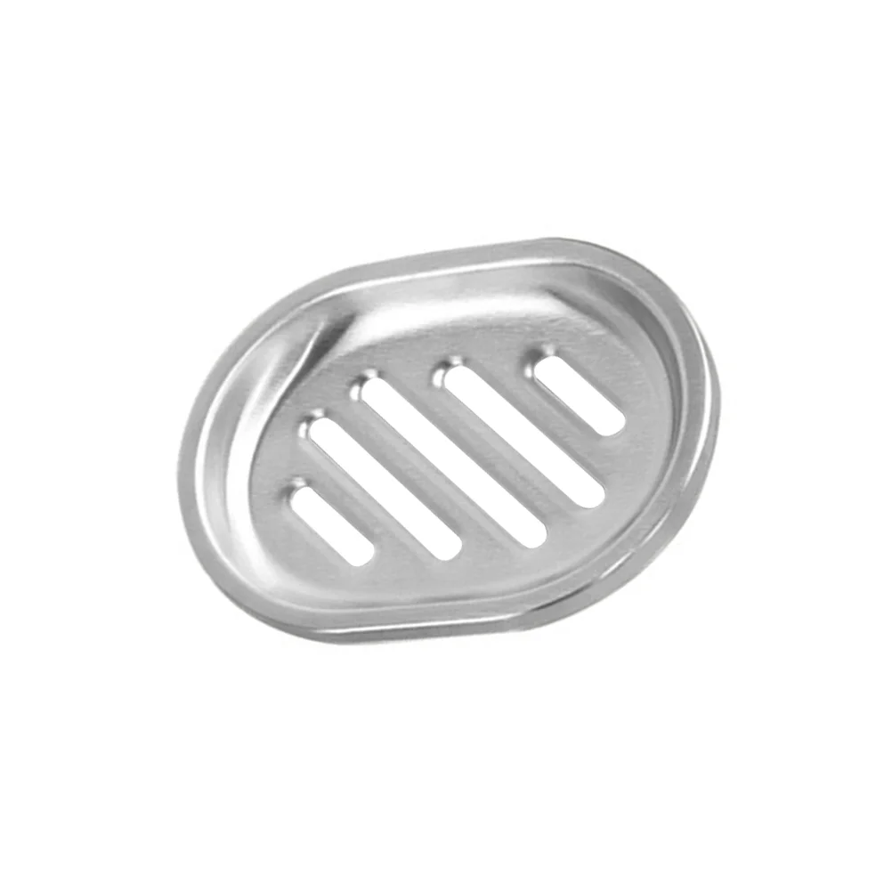 

Stainless Steel Soap Dish Tray Double Layer Soap Box Holder Drainer for Shower Bathroom Kitchen (Oval Shape with Stripe Design)