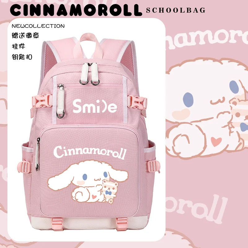 Imagem -05 - Sanrio Cinnamoroll Babycinnamoroll Mochila Estudante do Ensino Médio Grande Capacidade Leve Mochila Estudante Menina