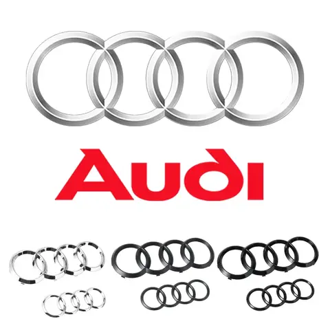 4 링 로고 ABS 실버/블랙 자동차 후드 전면 보닛 그릴 후면 트렁크 엠블럼 배지 스티커 아우디 A3 A4 A5 A6 A7 Q2 Q3 Q5 Q8 TT