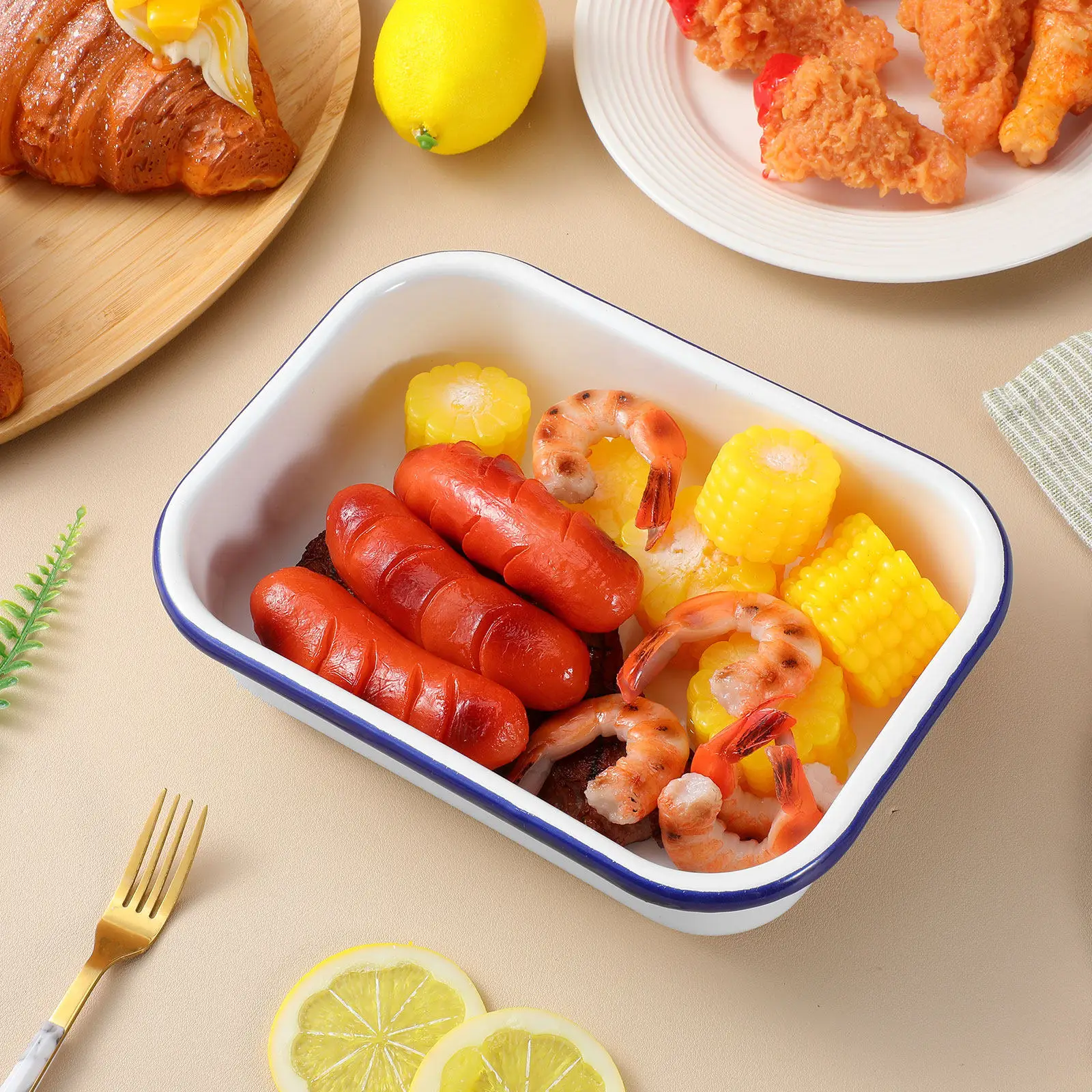 

Жаропрочная эмалированная форма для пищевых продуктов с гладкой поверхностью, многофункциональный противень для выпечки, для хранения на кухне, приготовления пищи и использования на улице