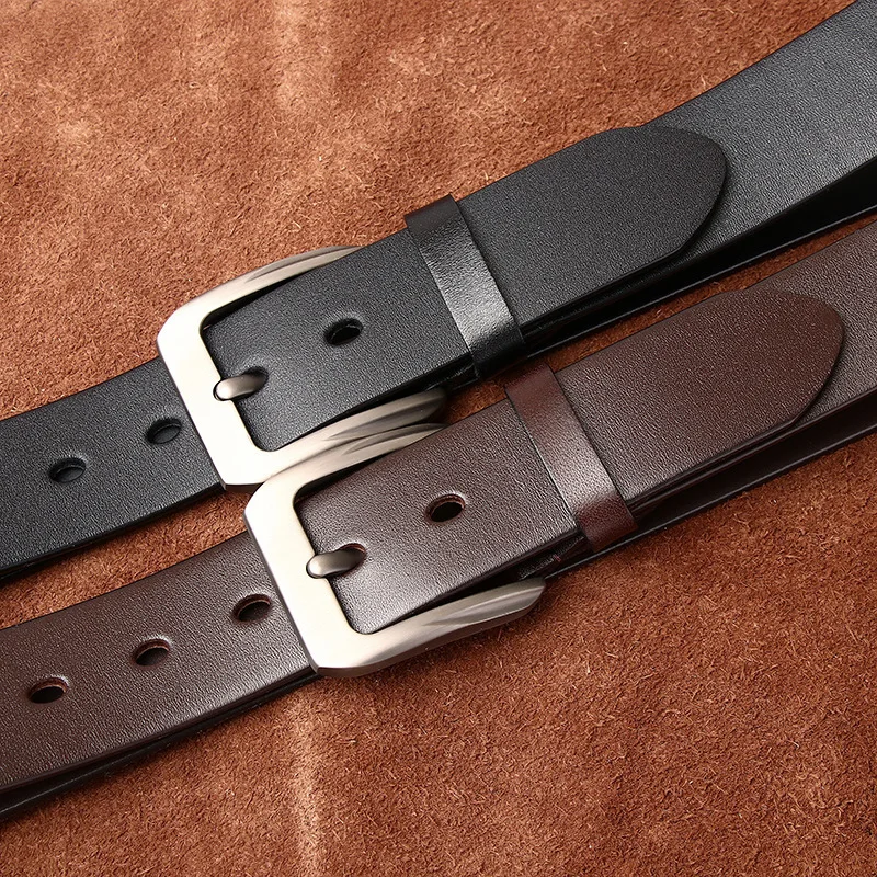 심플 비즈니스 패션 캐주얼 벨트 천연 가죽 핀 버클 최상층 소가죽 다용도 정장 바지 남성 벨트