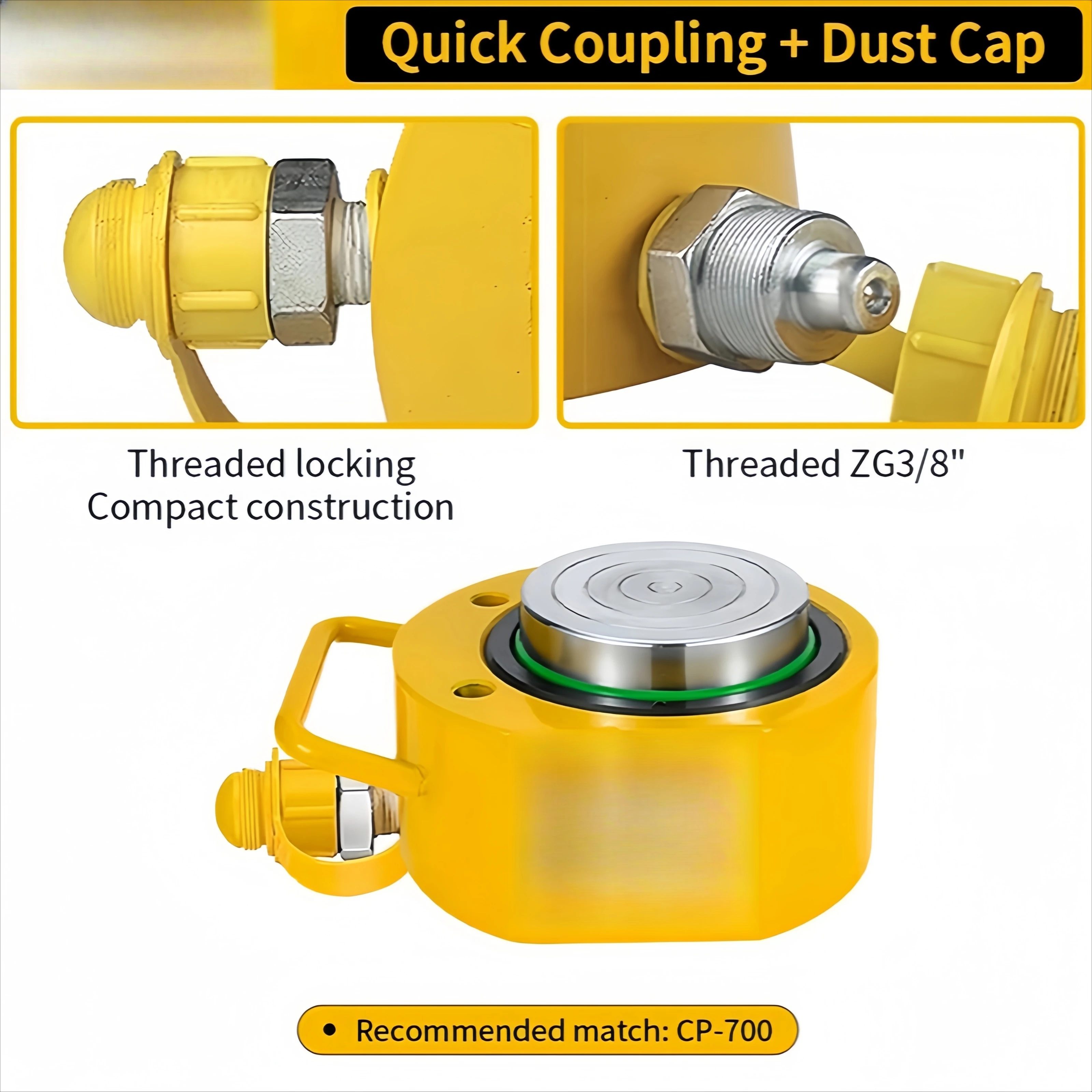 FPY-1001 مقبس هيدروليكي فولاذي فائق CP-700 مضخة يدوية متعددة الأقسام 100T أدوات رفع الحمل للعمل