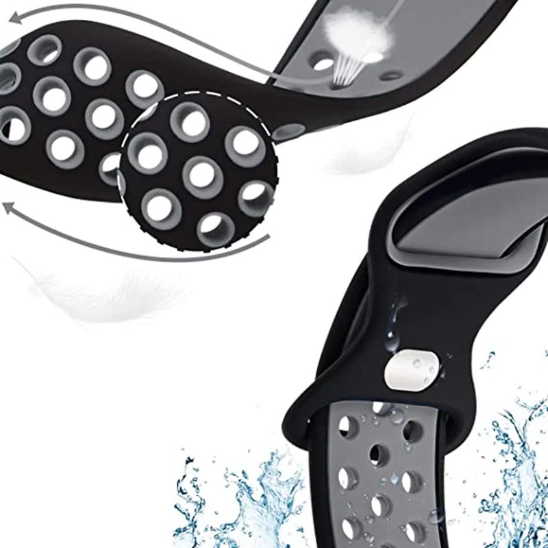 Silicone Strap For Apple Watch band 8 7 45mm 41mm 49 44mm 42mm 40mm 38mm Breathable Wristband For iWatch series 6 5 4 3 SE Ultra