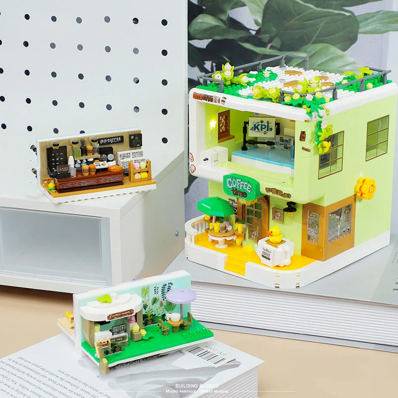 Idea City Street View Mini Block Inspiration Coffee Shop Model Building Brick Cafe House Figures Construction Toys For Gift