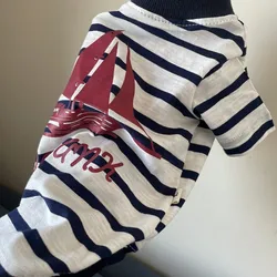 Cat clothing Sailboat print T-shirt  for Cat Stripped Cotton Coat for Devon Rex Soft Jumpsuit For Kittens Dogs in Spring Autumn