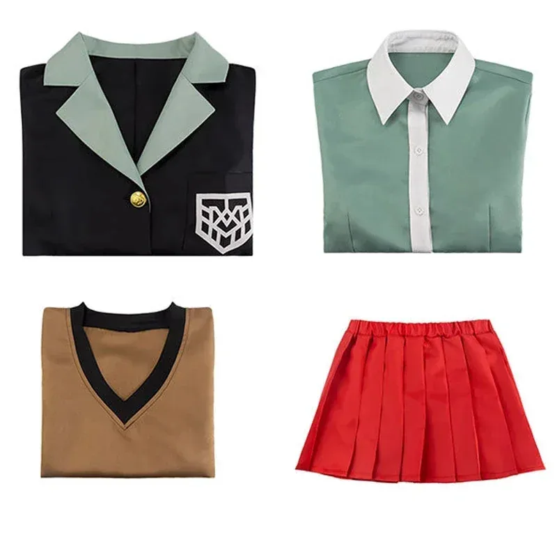 Anime Danganronpa Yumeno Himiko Full Cosplay Costume Halloween Carnival Student Uniform Cosplay Red Wig