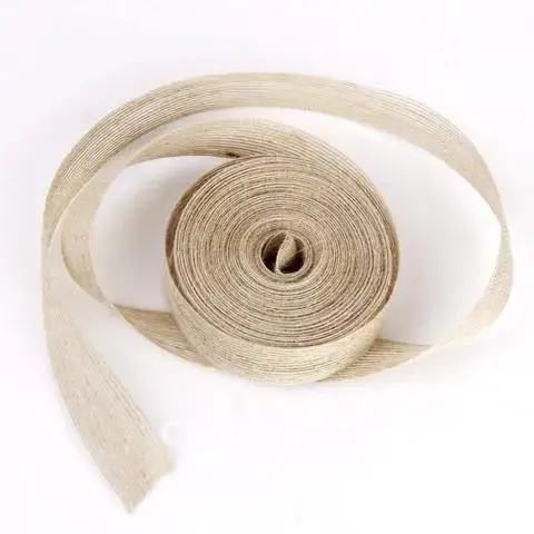 Burlap Ribbon Hessian Fishing Line Pattern for Wedding Party Decoration, Natural, 2.5cm Widths AA7887