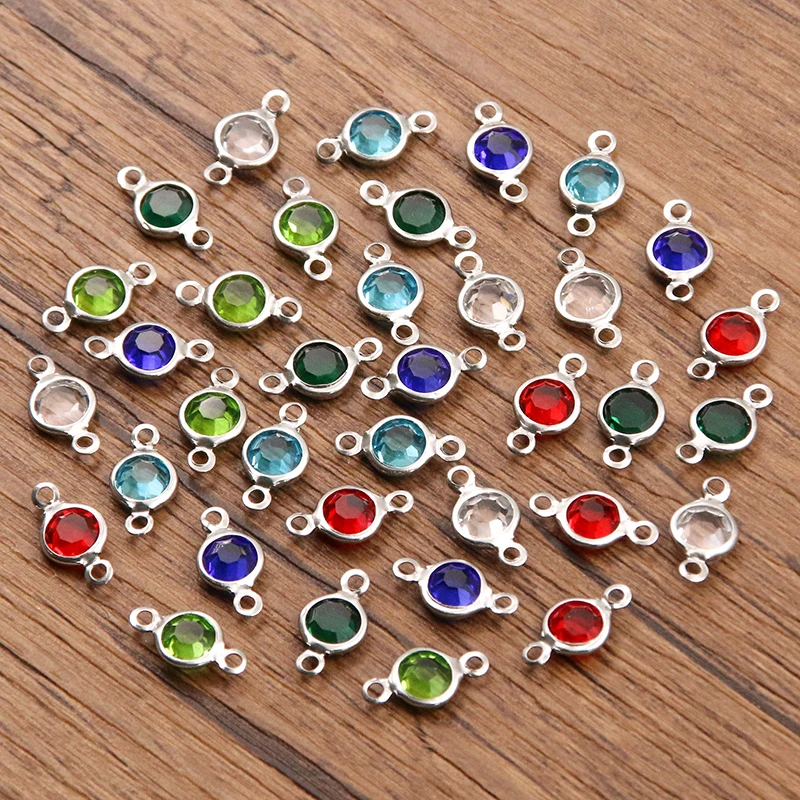 10Pcs 7X13mm 6 Color New Product Stainless Steel Round Connector Pendant DIY Bracelet Necklace For Jewelry Making Accessories