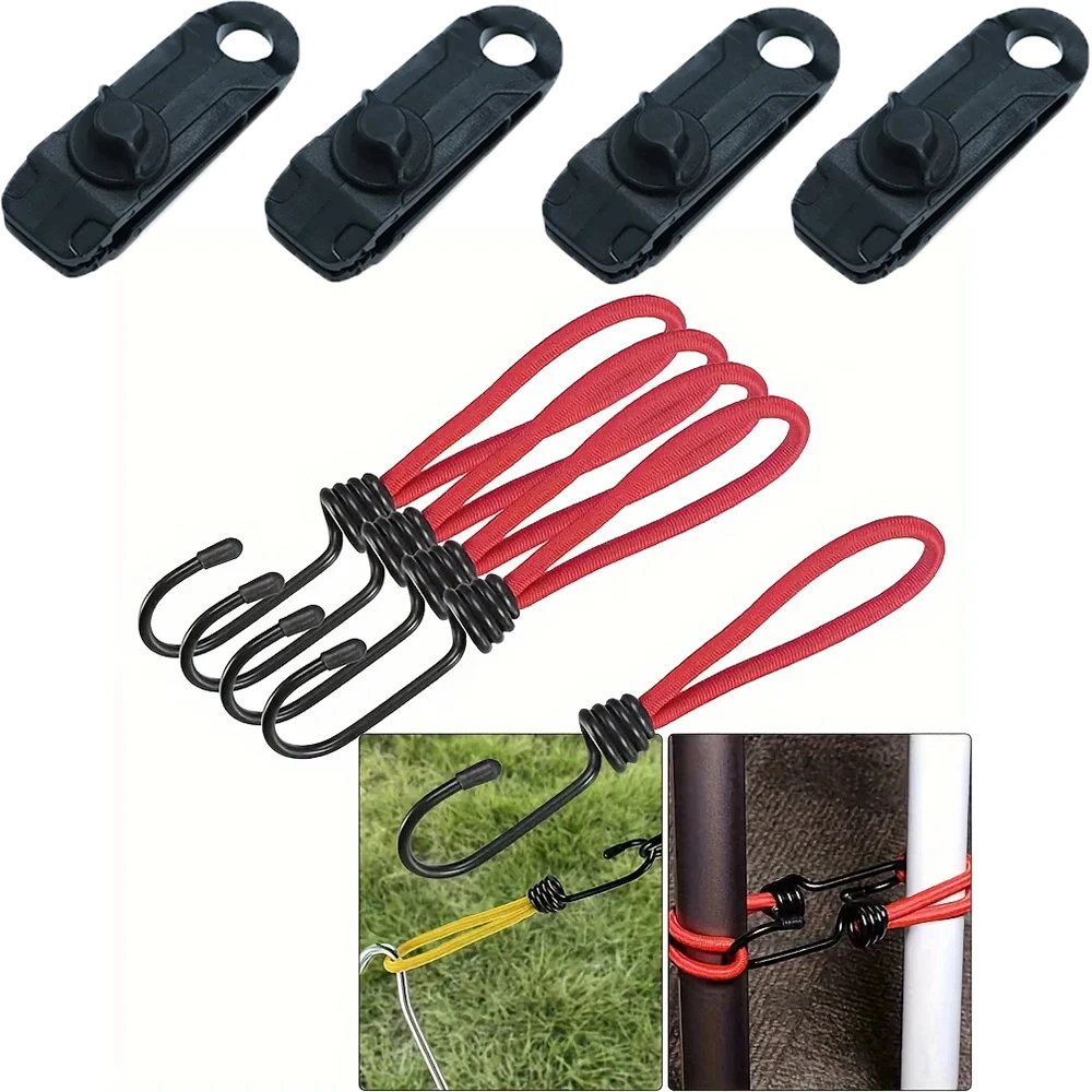 

Зажимы для палатки, эластичная веревка для кемпинга, зажимы для палатки, фиксированные пластиковые аксессуары для палаток, усиленные пластиковые зажимы, аксессуары для кемпинга