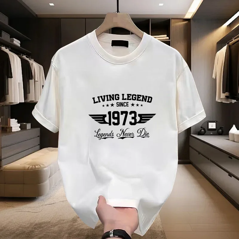 2026 Summer New Men's Casual T-shirt with Pattern Printed Harajuku Sport Comfort Round Neck Casual Short Sleeve since 1973
