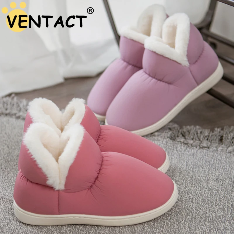 

VENTACT Women Winter Slippers Warm Plush Slip-on Couples Home Floor Shoes Anti-slip Comfortable Flats Female Warm Faux Fur Boots