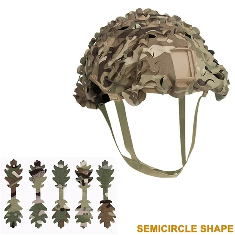 3D Camo Net Airsoft Helmet Cover Scrim High Cut Nylon Drawstring Helmet Scrim Tactical Paintball Paratrooper Hunting Accessories