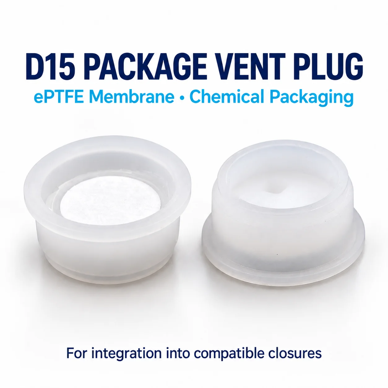 D15 Chemical Package Vent Plug ePTFE Membrane Waterproof Breathable Valve for Bottle Caps