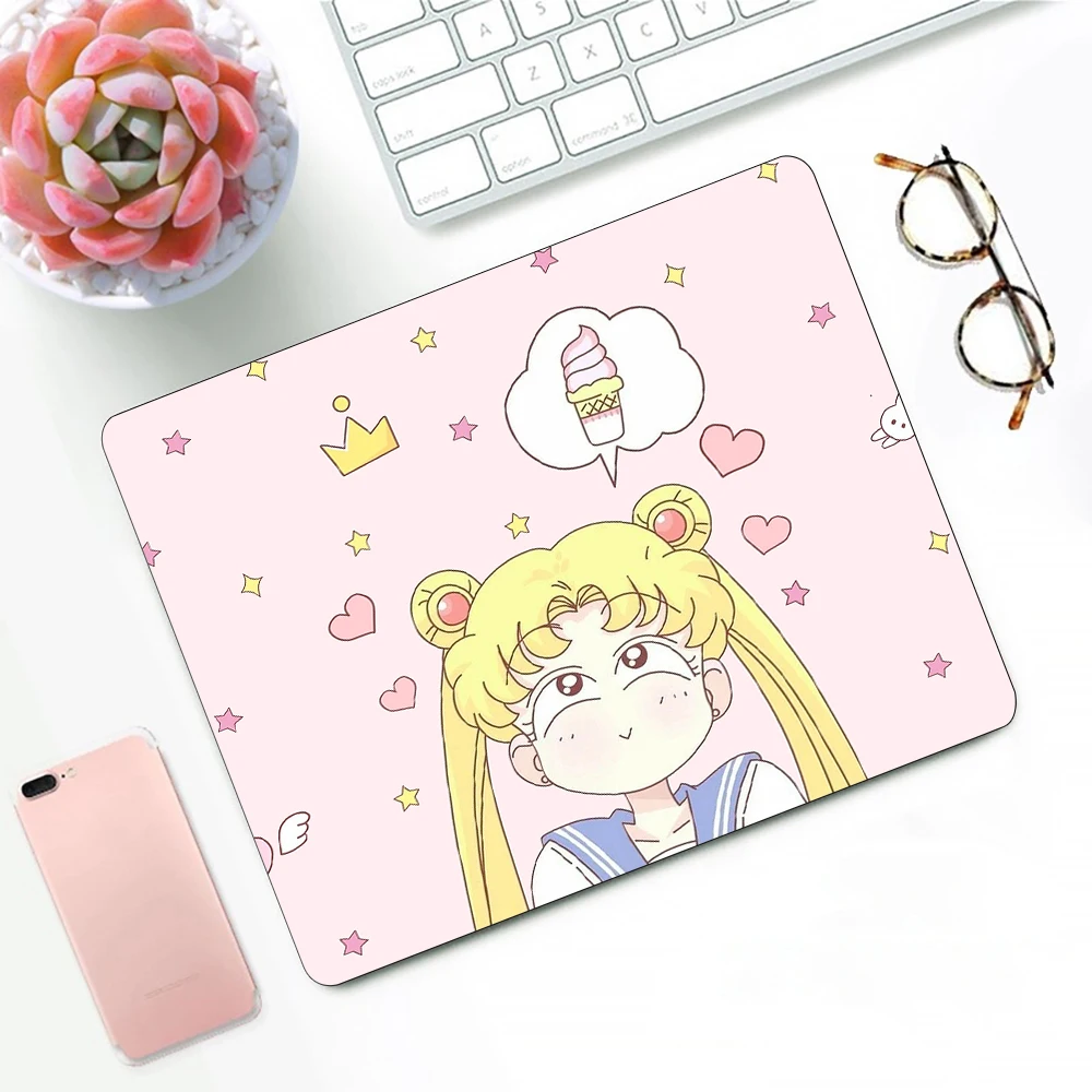 

Pink Girl Cartoon Sailors Moons Gaming Mouse Pad XS Small Mousepad For PC Gamer Desktop Decoration Office Mouse Mat Deskmat Rug