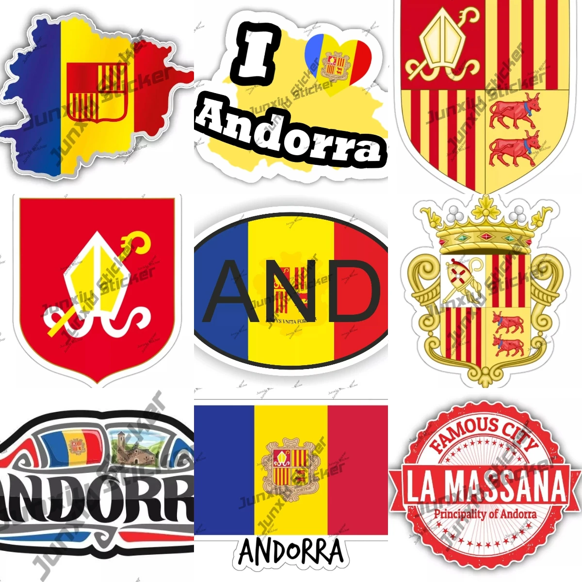 

La Massana City Andorra Andorra Urgel Coat Of Arms Flag Emblem Vinyl Stickers High-quality Waterproof Accessories Trolley Case