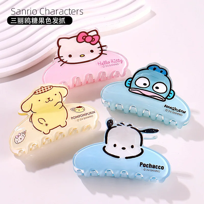 

Sanrio Hello Kitty Hangyodon Hair Grab Pompompurin Pochacco Acrylic Hair Accessories Girl Heart Cartoon Cute Anime Gift for Kids