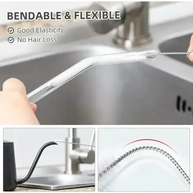 Wholesale Drinking Straw Cleaning Brushes Stainless Steel Long Handle Nylon Brush Kits Baby Cup Bottles Keyboard Cleaning Tools