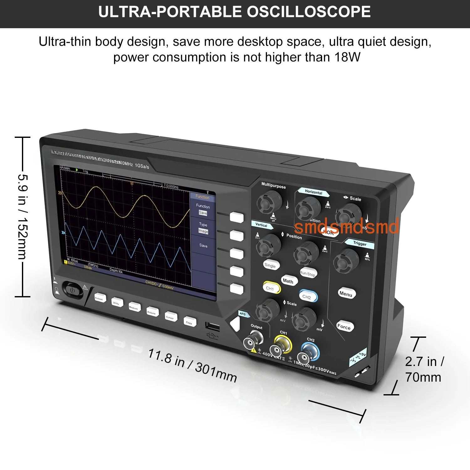 2 in 1 Digital Oscilloscope With Signal Generator 2 Channels 100MHz Desktop Oscilloscope Electronics Test Measurement