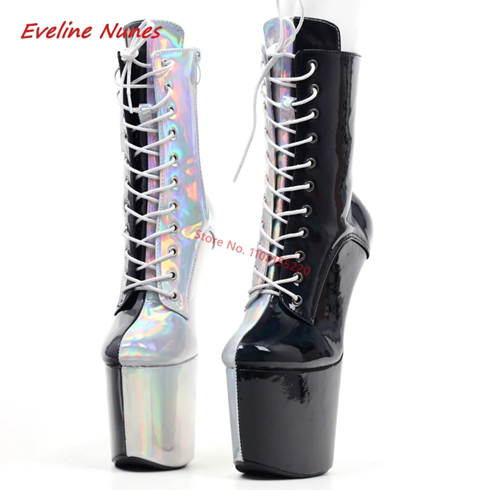 Mixed Colors Heelless Boots Women\'s New Arrival Round Toe Leather Nightclub Cosplay Sexy Pole Dance Shoes For footwear