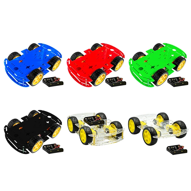 Dla Arduino 5-kolorowy inteligentny zestaw samochodowy 4WD Smart Robot Zestawy podwozia samochodu z enkoderem prędkości i pojemnikiem na baterie Zestaw elektroniczny Diy