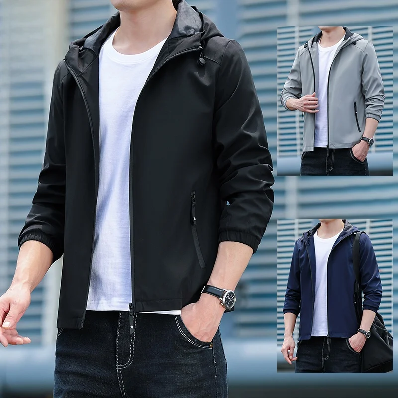 

Slim Fit Hoodie Jaet for Men Casual Sli Spring Autumn Polyester Nylon Cosite Fiber Long Sve Breathable Outerwear