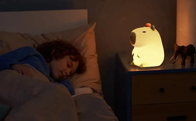 Cute Cartoon Capybara Night Light USB Rechargeable Timing Dimming Sleep Night Lamp USB Rechargeable Capybara Shape Touch Control