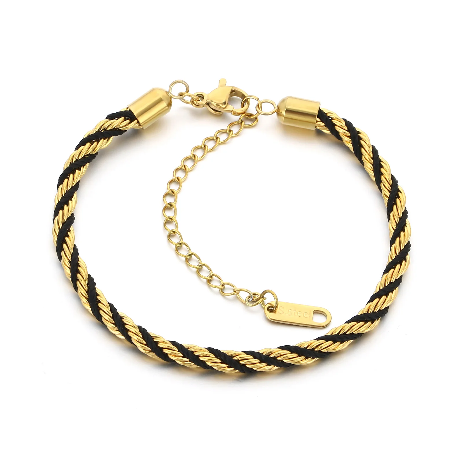 Stainless Steel Mixed Color Rope Chain Bracelet for Women Men Punk Twisted Couple Bracelet Jewelry Wedding Annverisary Gift