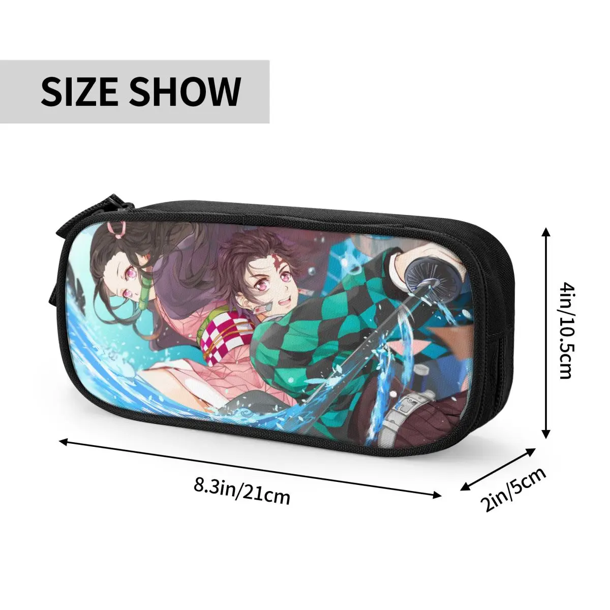 Demon Slayer-estuche para lápices Kimetsu Tanjiro Nezuko, portalápices para niños, bolsas de gran capacidad, suministros escolares, papelería con cremallera