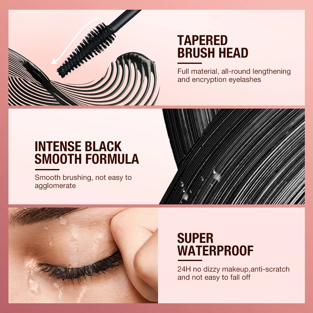 O.TWO.O Mascara per ciglia Waterproof allunga l\'estensione delle ciglia nero 5D Mascara in fibra di seta Curl Mascara Volume spesso trucco