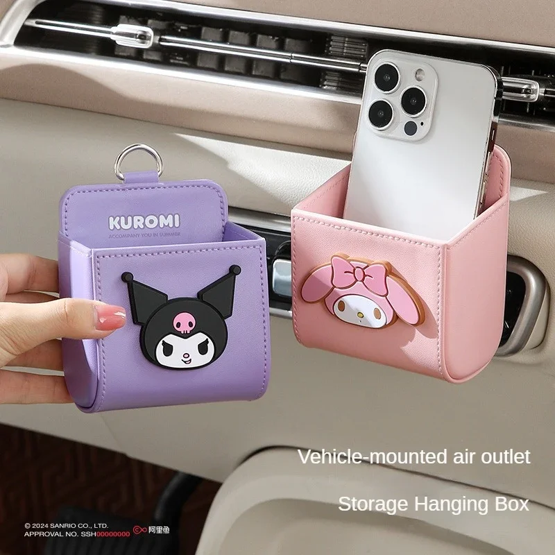 

Sanrio Kuromi Hello Kitty Car Air Conditioning Vent Storage Box Storage Storage Bag Hanging Mobile Phone My Melody Accessories