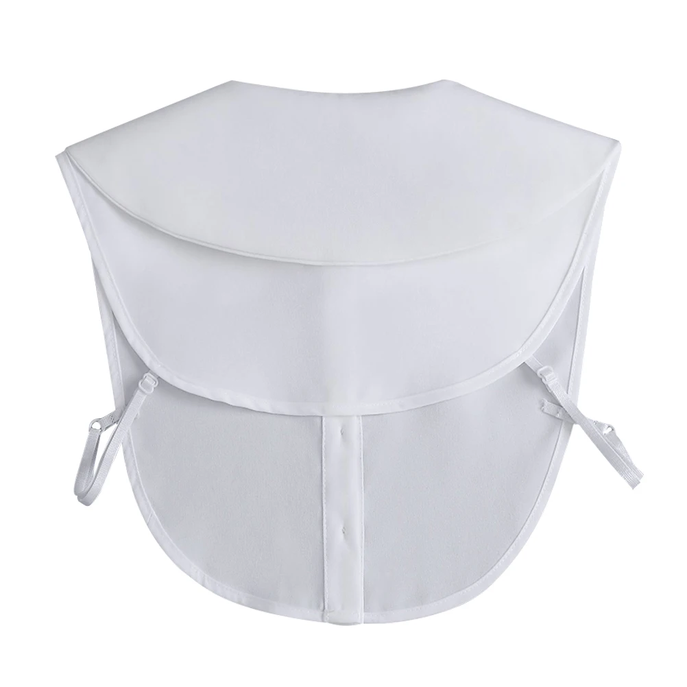 قميص شيفون صناعي خفيف الوزن بياقة قابلة للفصل باللون الأبيض، قطعة طبقات برقبة دائرية لمكتب النساء #3