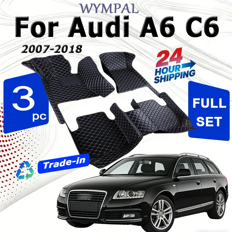 

Luxury Car Floor Mats For Audi A6 C6 4F C7 4G Avant Wagon 2007~2018 Leather Mat Anti Dirt Pad Durable Carpet Car Accessories