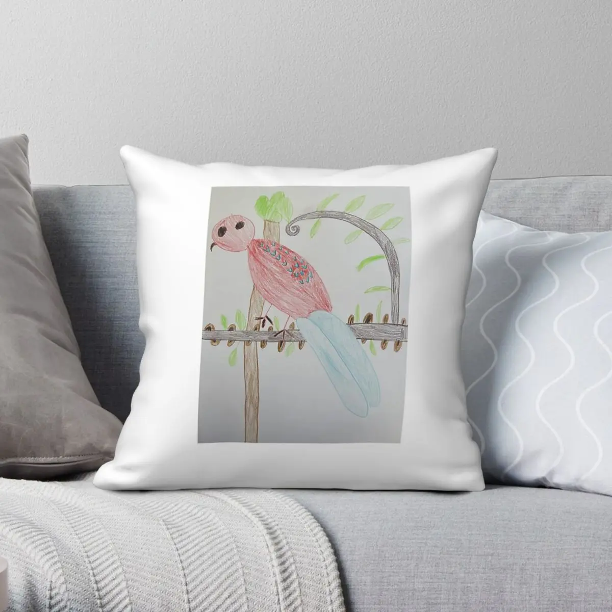 Crimson Rosella Parrot Square Pillowcase Polyester Linen Velvet Pattern Zip Decor Car Cushion Cover 18