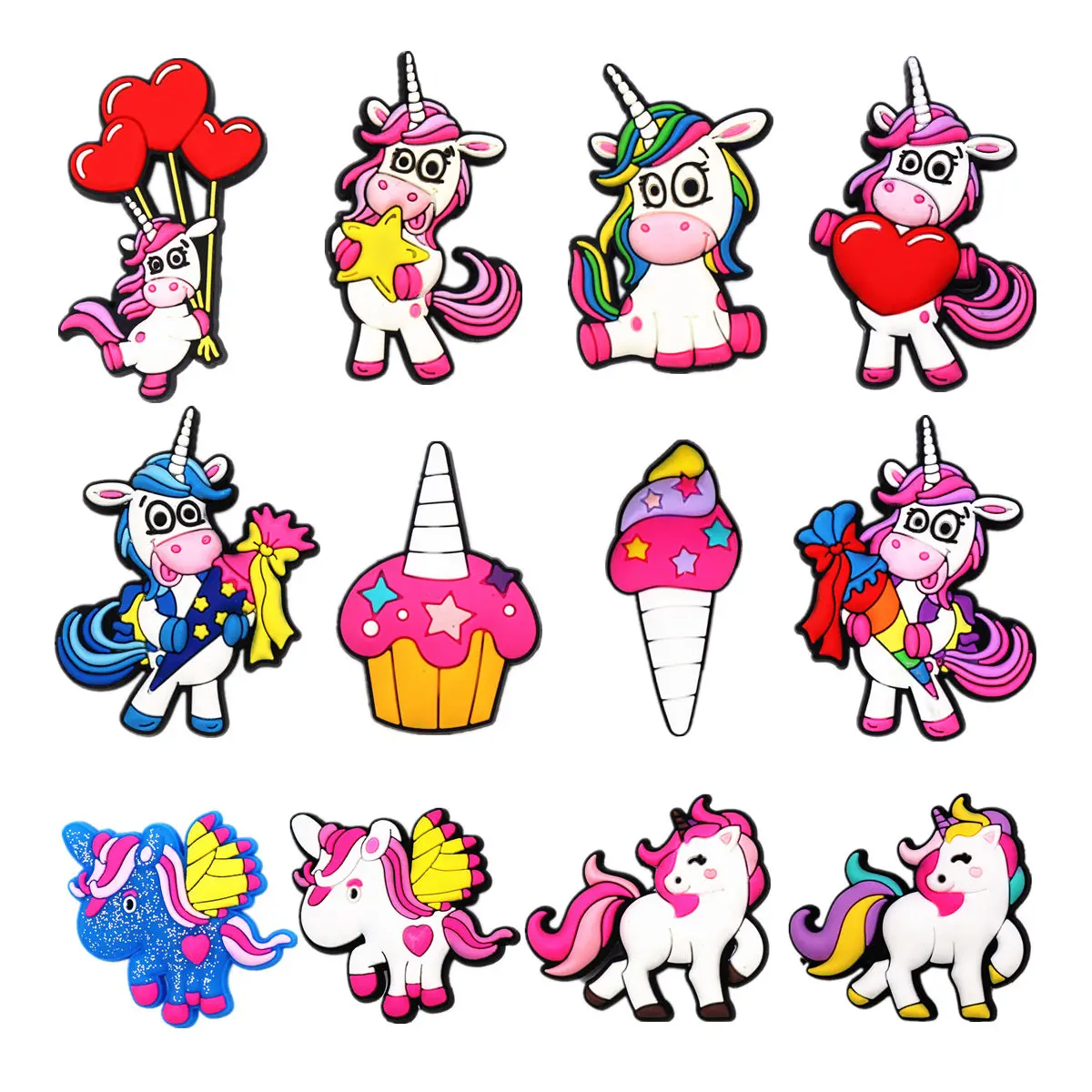 1 Pcs Original Unicorn Style PVC Shoe Charms Designer Sandal Upper Decorations Accessories Cute Cartoon Shapes Clog Pin Buckle