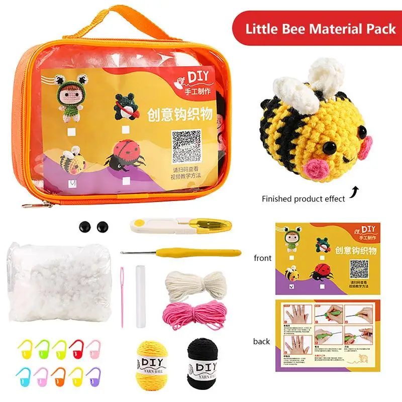 Beginners Crochet Kit Crochet Animal Kit With Yarn Step-by-Step Instructions Video Crochet Starterr Kit For Beginner DIY Craft