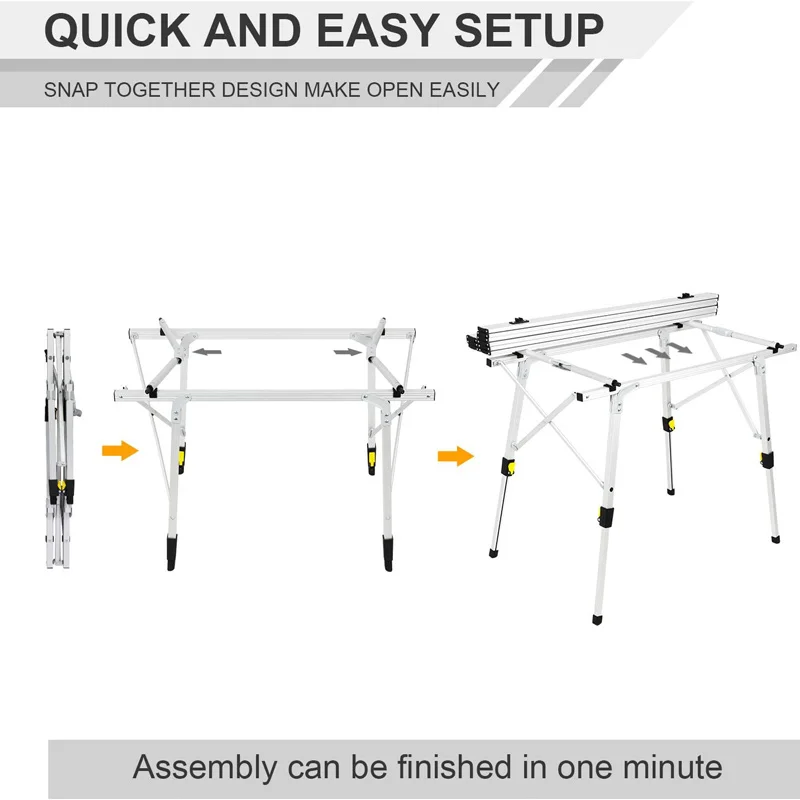 アルミ合金製折りたたみ式アウトドアテーブル、伸縮式昇降キャンプバーベキューテーブル、屋外用エッグロールアルミ表面昇降テーブル